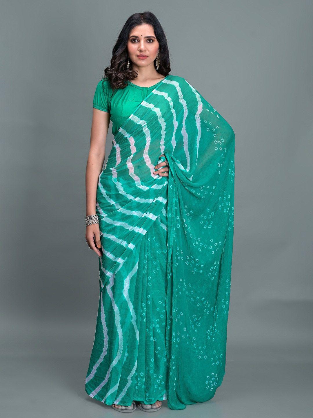 apratim leheriya poly chiffon saree with blouse piece