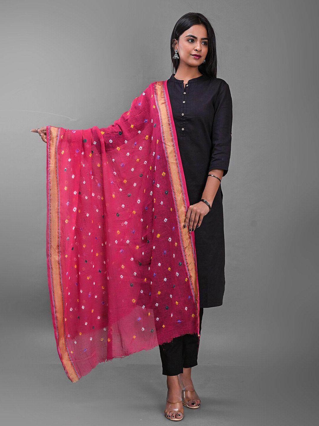 apratim printed bandhani cotton dupatta