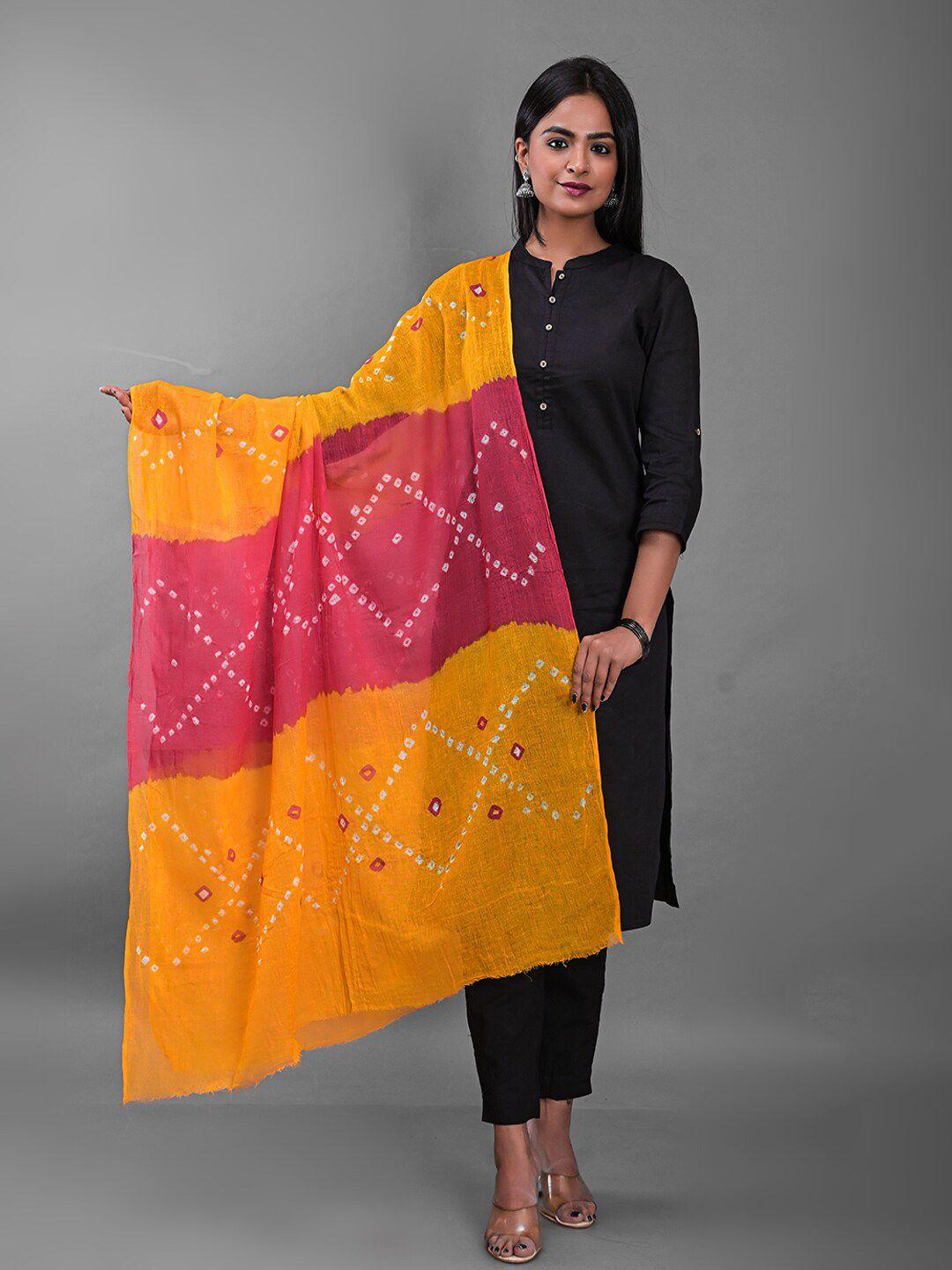 apratim printed bandhani cotton dupatta