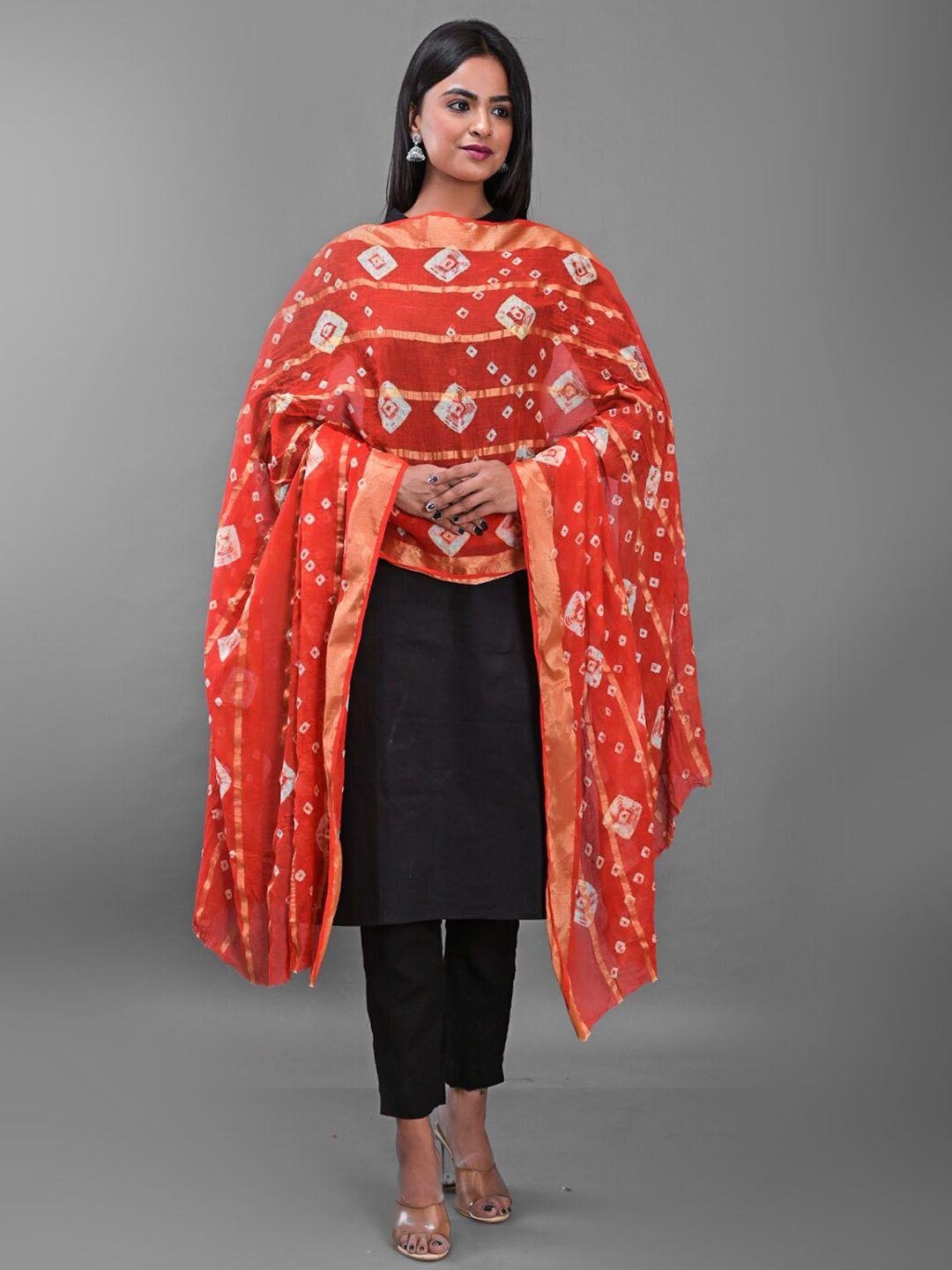 apratim printed bandhani cotton dupatta