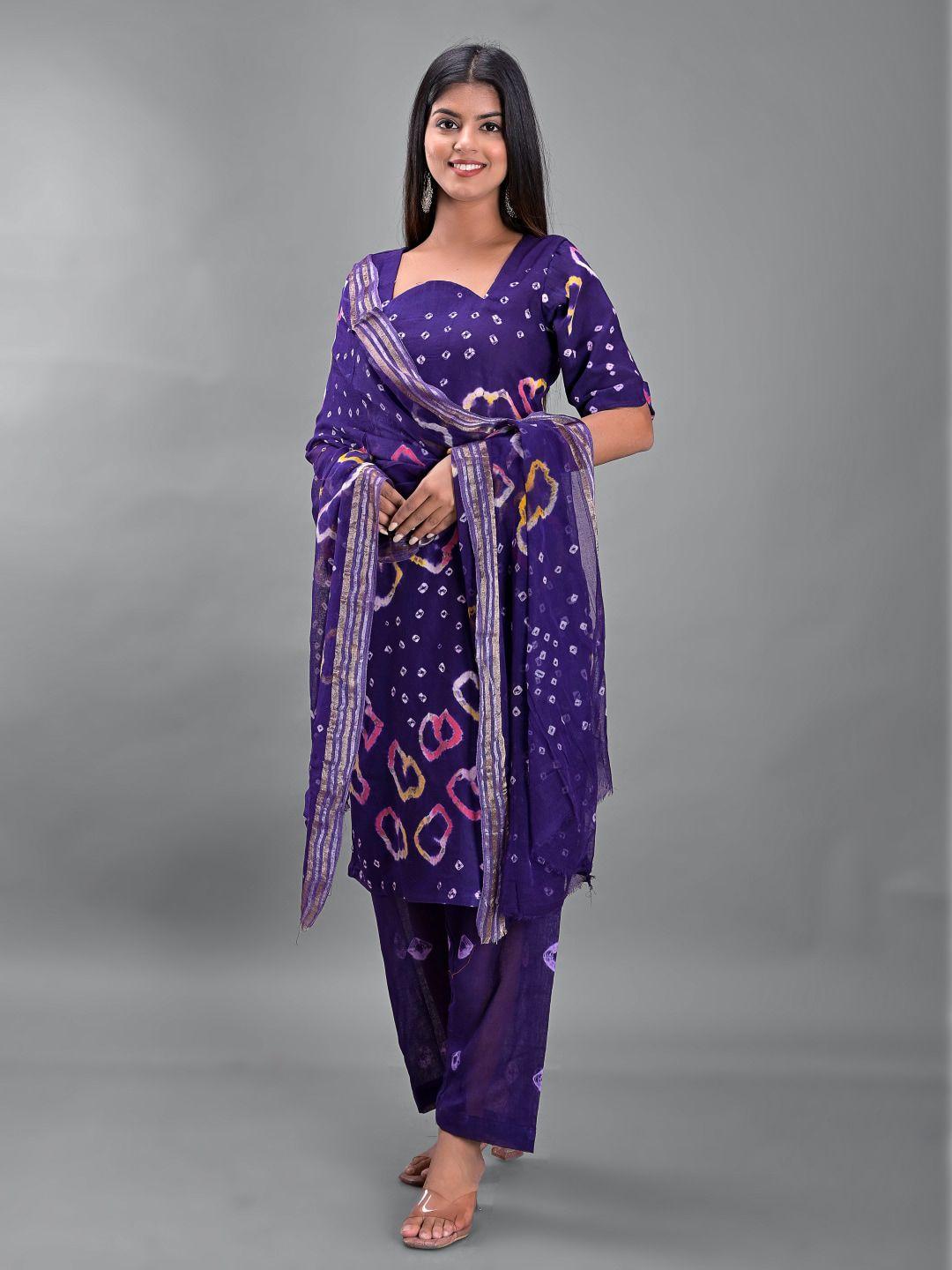 apratim purple & white dyed unstitched dress material