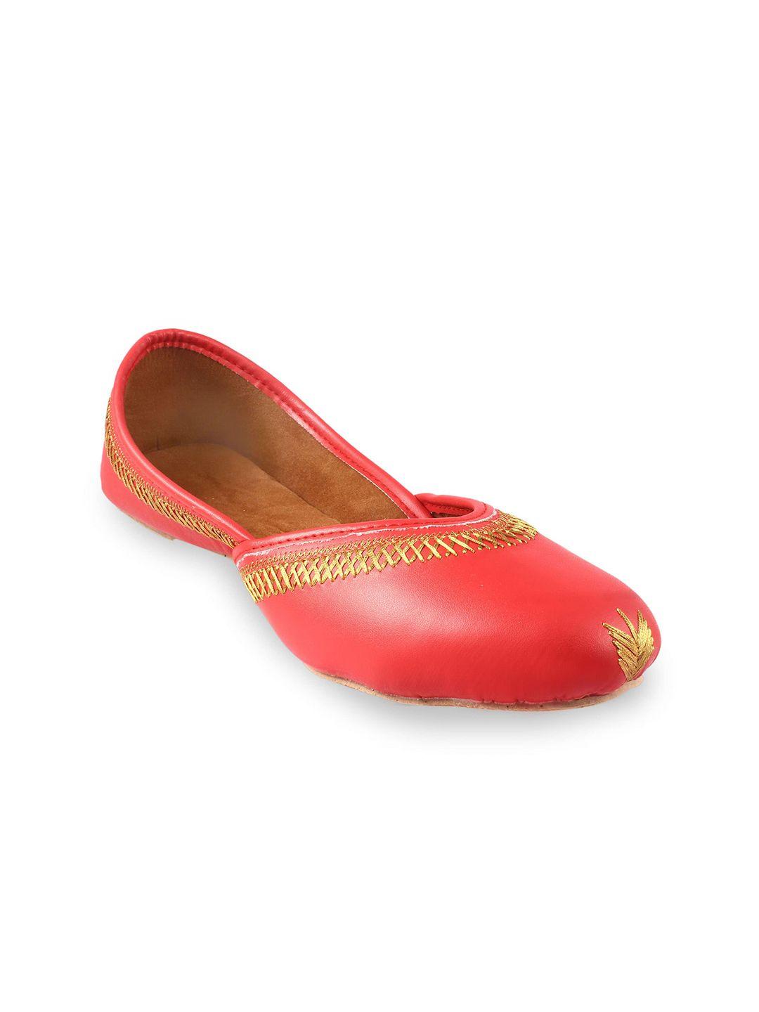 apratim women red party mojaris flats