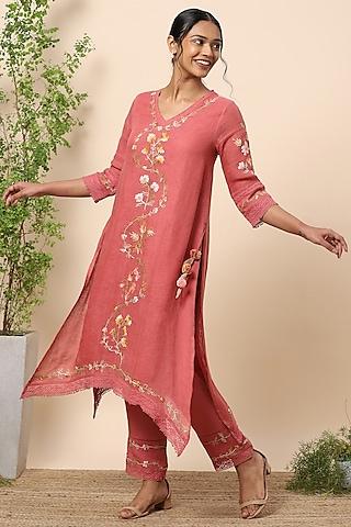 apricot embroidered tunic