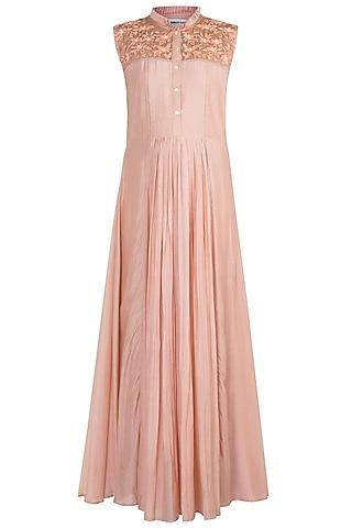 apricot hand embroidered gown