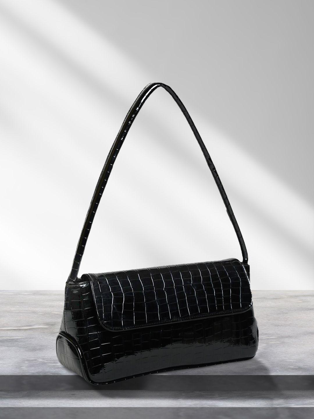 apsis black textured swagger handheld bag