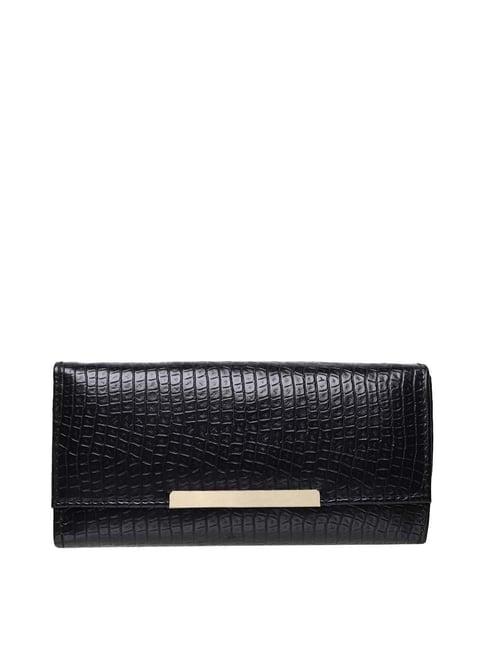apsis black textured wallet for women