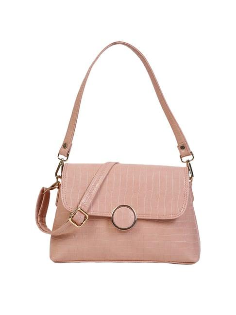 apsis peach textured small shoulder  handbag