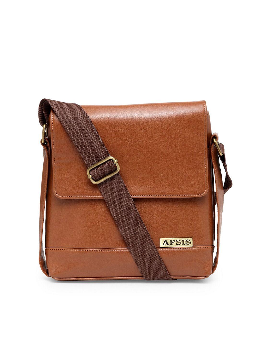 apsis unisex tan solid messenger bag