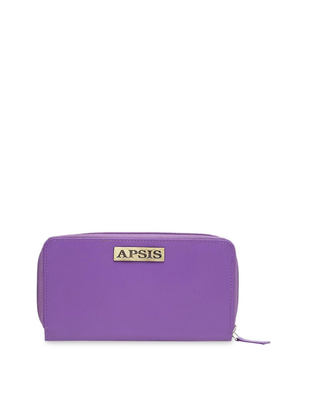 apsis women purple solid zip around wallet