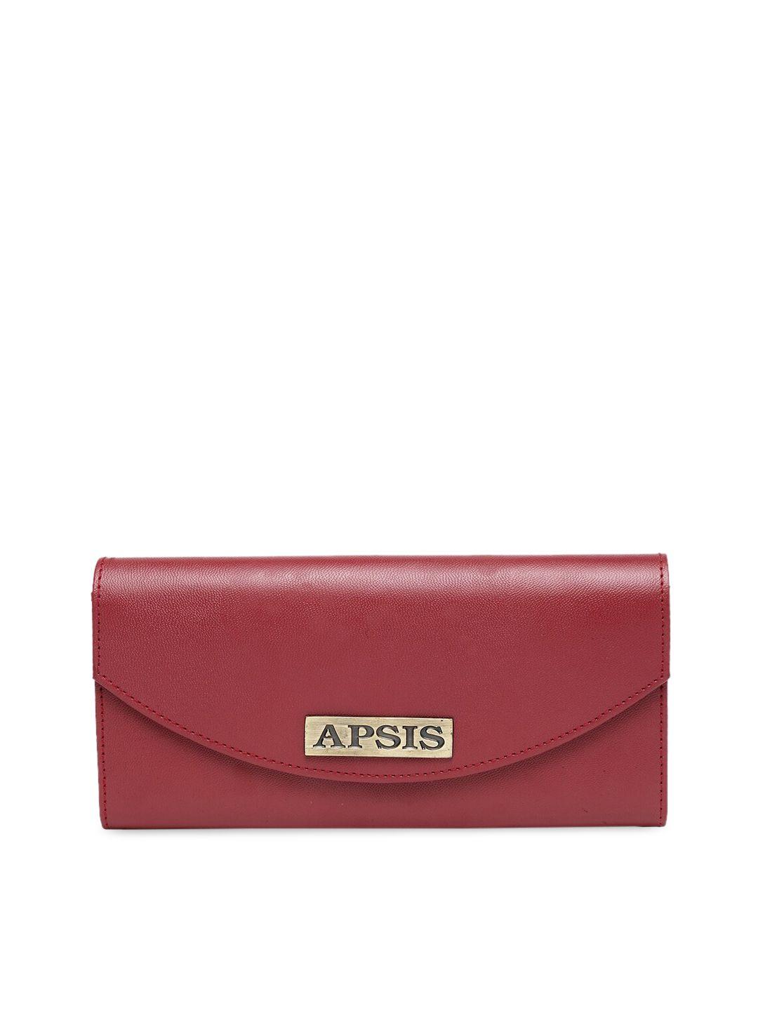 apsis women red solid two fold wallet