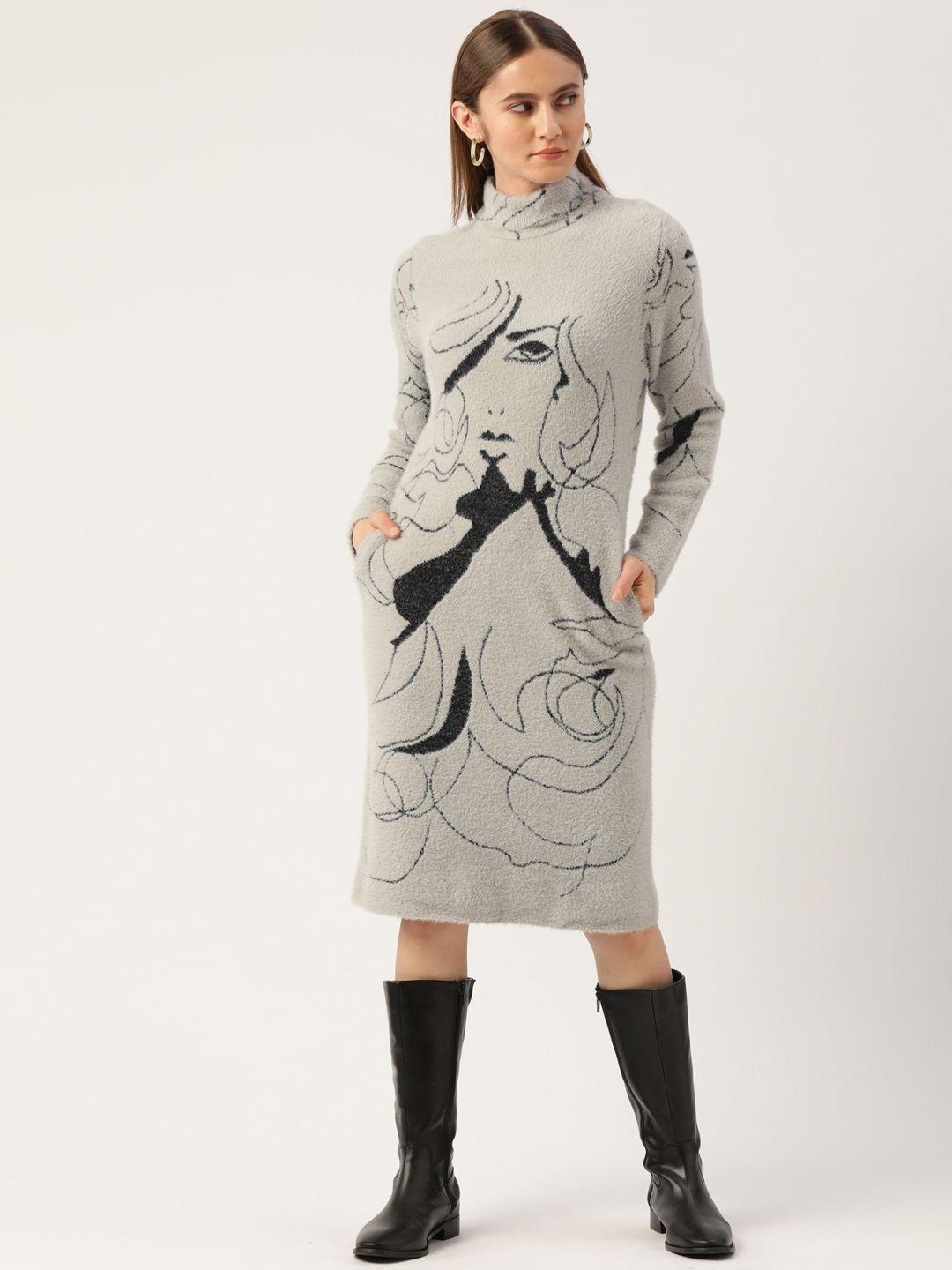 apsley grey & black midi jumper  dress