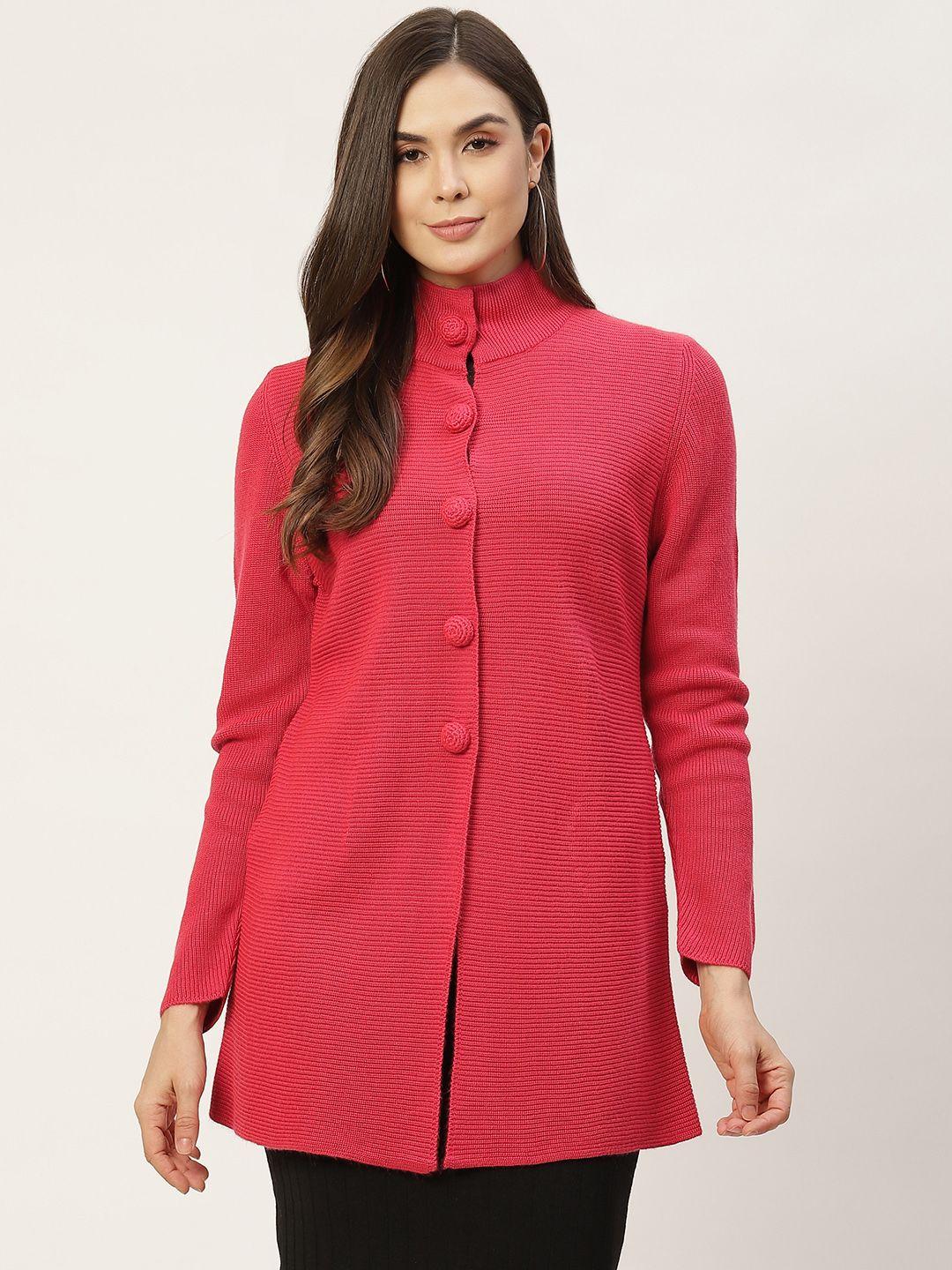 apsley women magenta solid cardigan