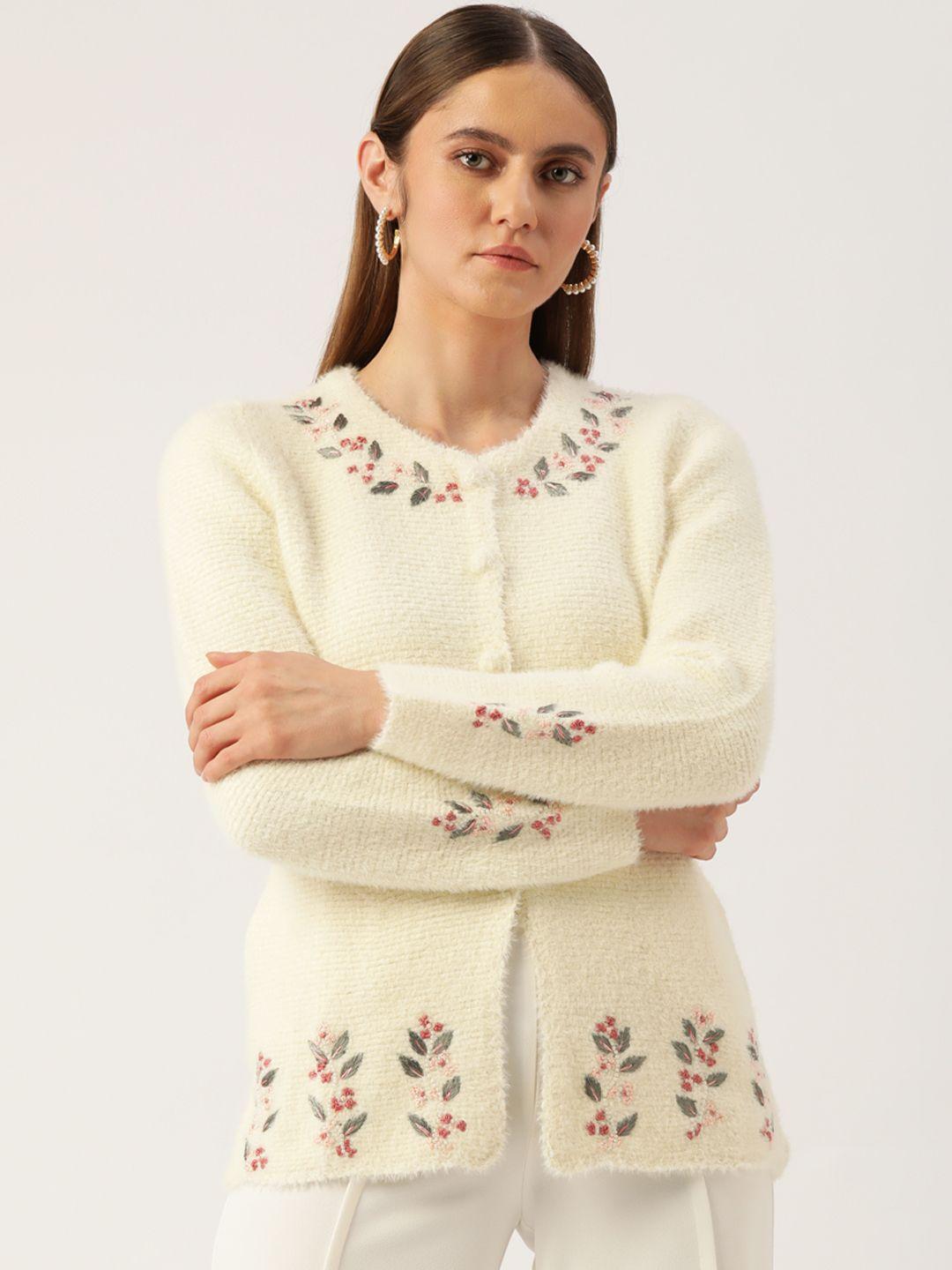 apsley women off white floral cardigan