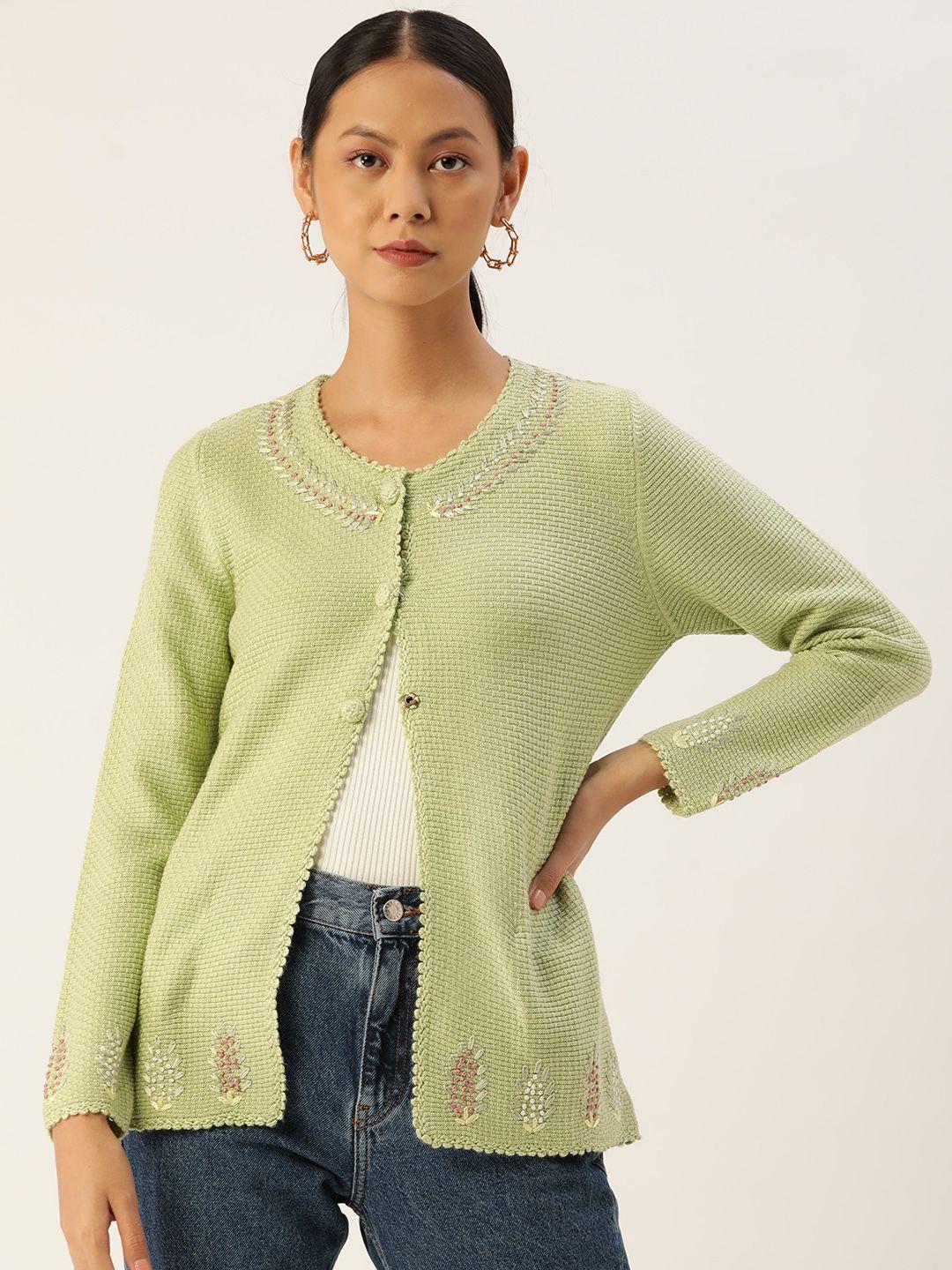 apsley women sea green cable knit cardigan