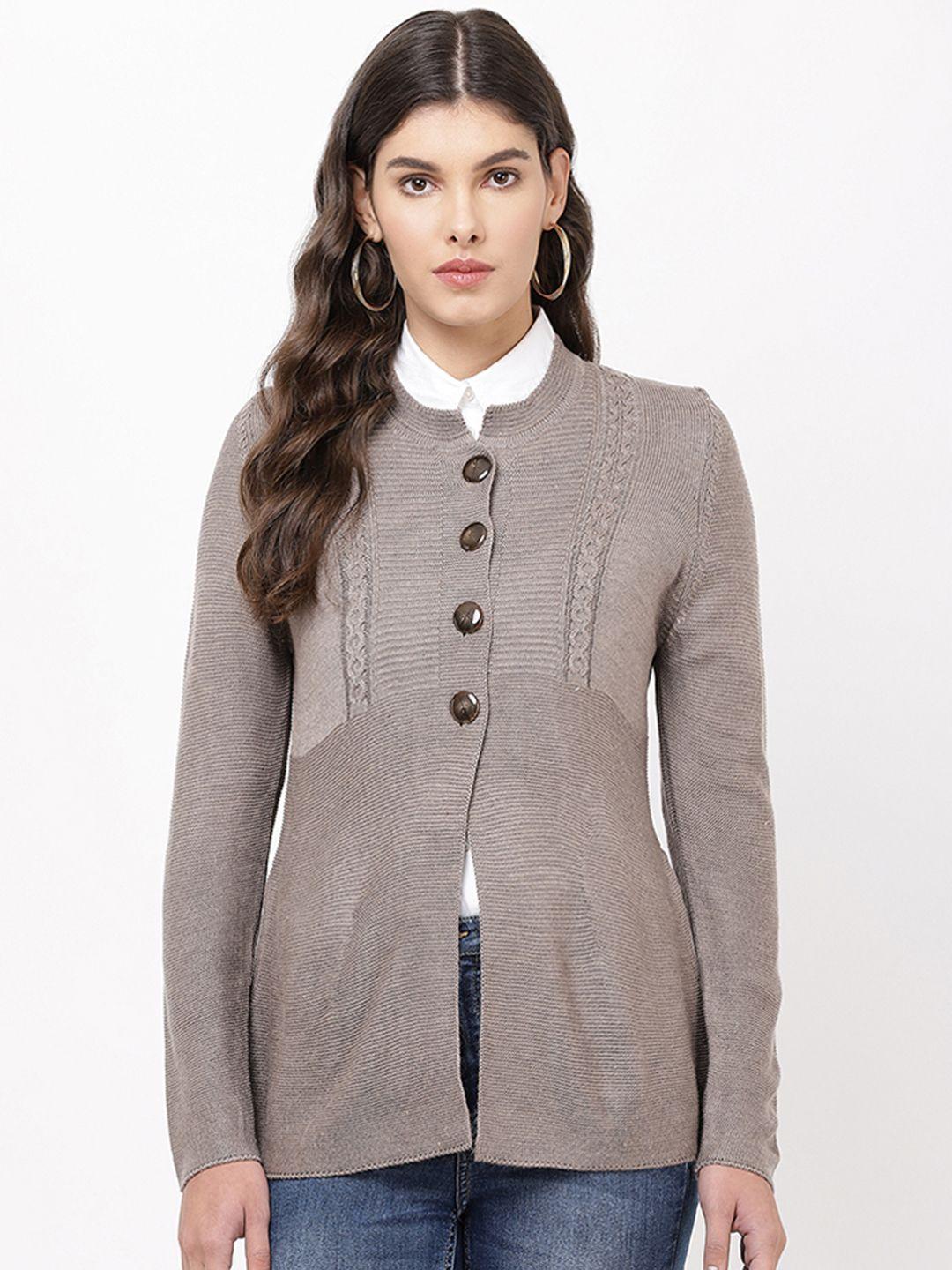 apsley women taupe ribbed cardigan sweater