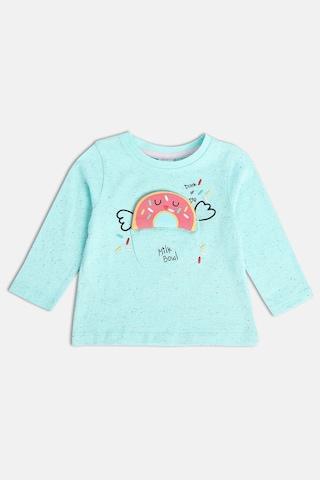 aqua embroidered casual full sleeves round neck girls regular fit top