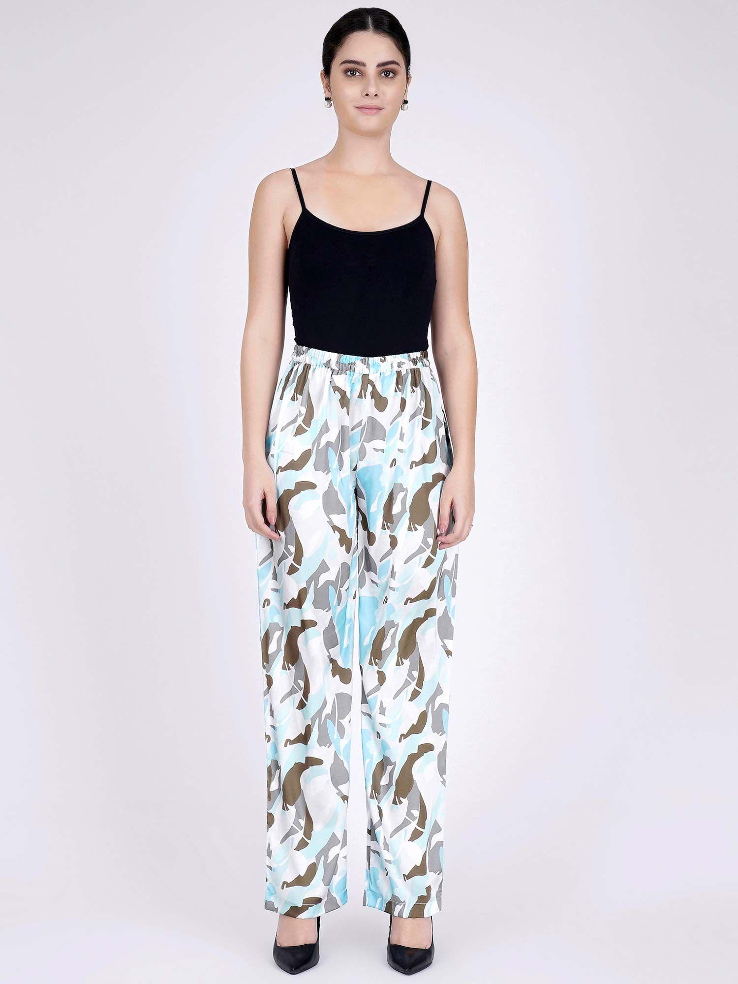 aqua abstract camouflage printed pants