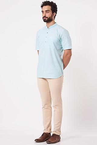 aqua blue italian cotton shirt
