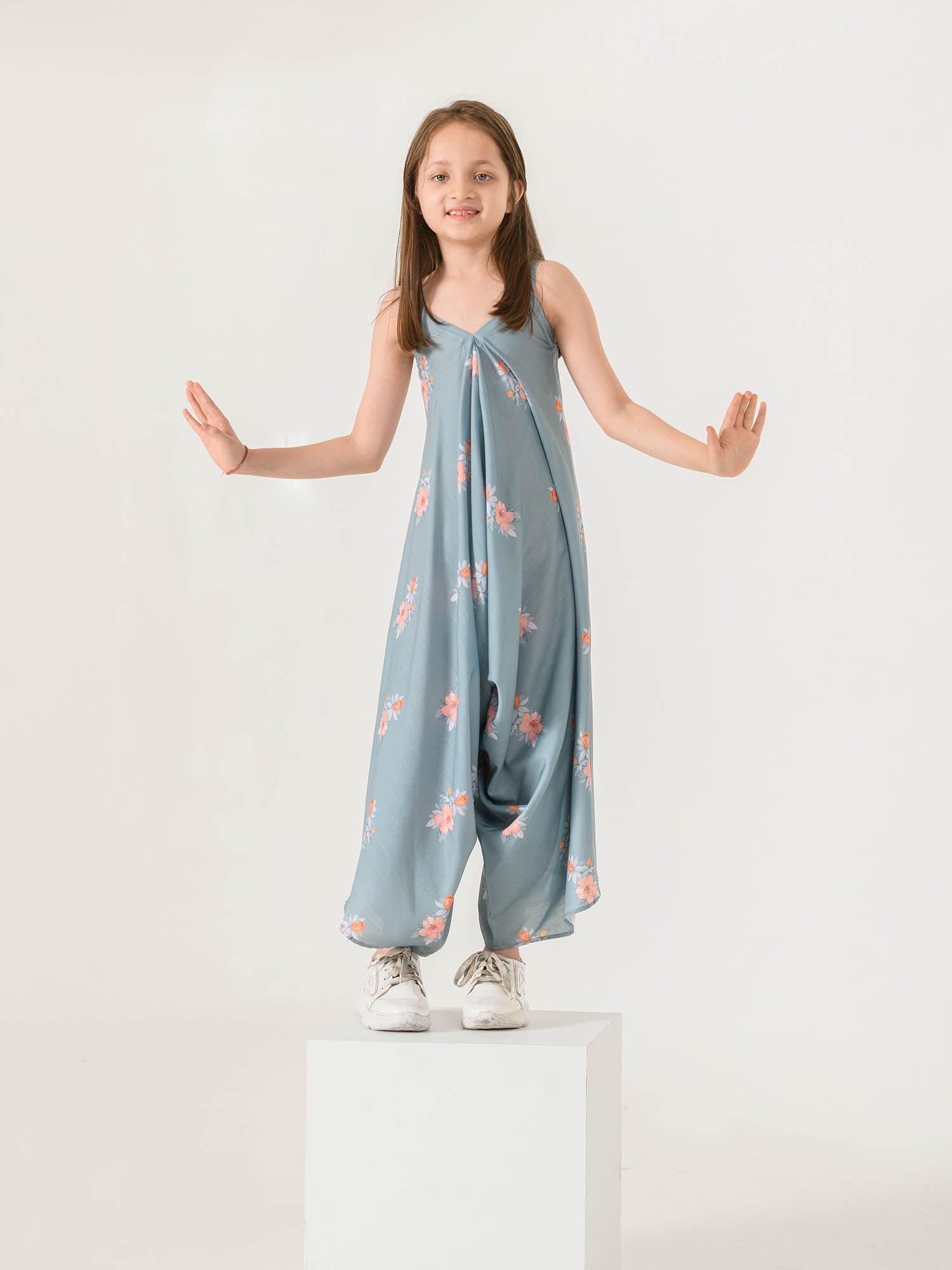 aqua blue palazzo jumpsuit for girls