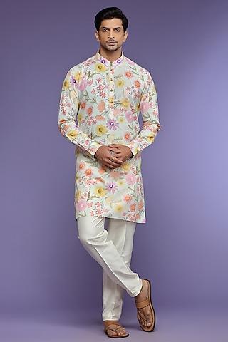 aqua cotton kurta set