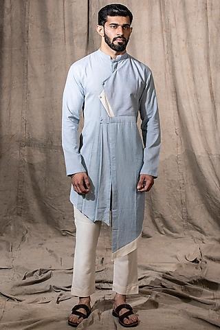 aqua cotton linen kurta