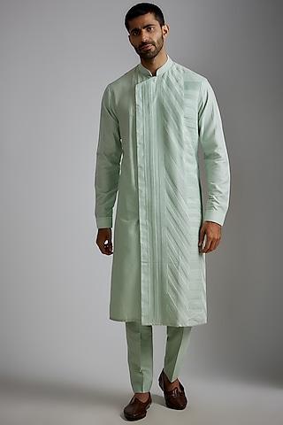 aqua cotton silk kurta set