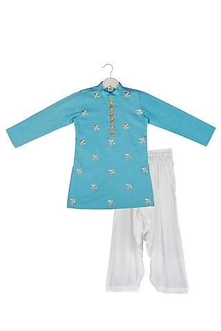 aqua embroidered kurta set for boys