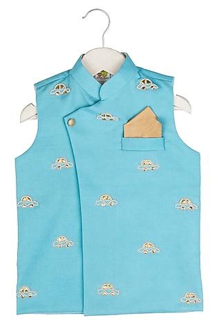 aqua embroidered nehru jacket for boys