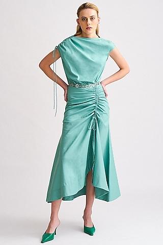 aqua green cotton poplin dress