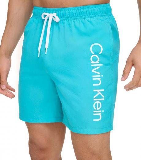 aqua logo print swim trunks