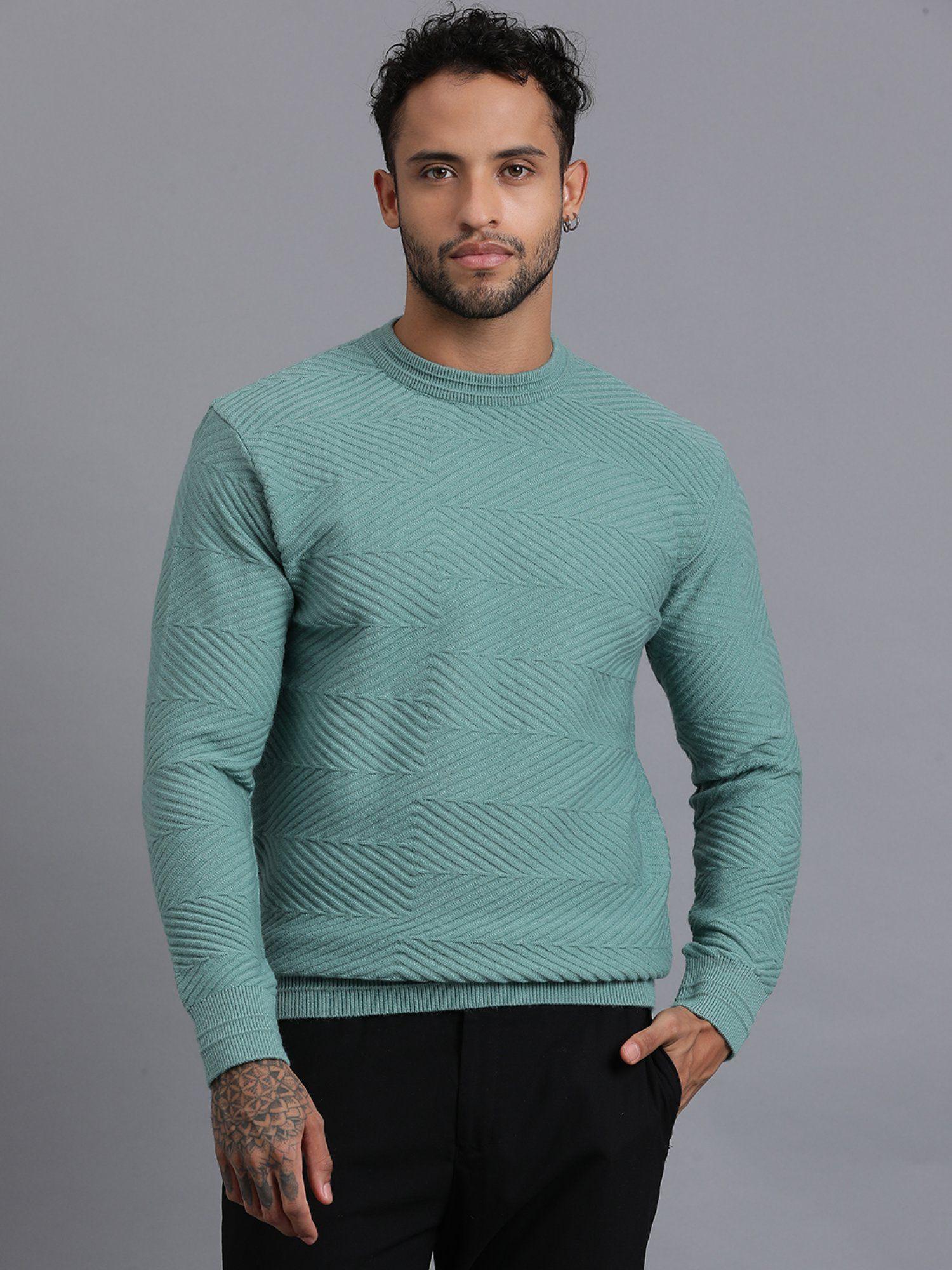 aqua luxury zig zag knitted mens wool pullover sweater