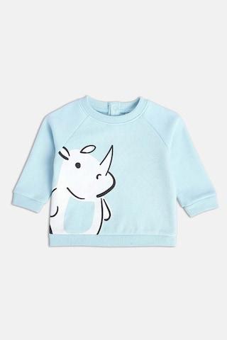 aqua print cotton/polyester round neck boys regular fit sweatshirt