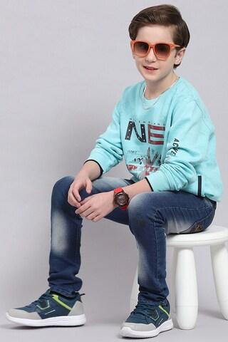 aqua print cotton crew neck boys regular fit sweatshirt