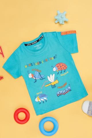 aqua print cotton round neck baby regular fit t-shirts