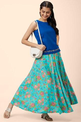 aqua printed full length casual women regular fit skirt