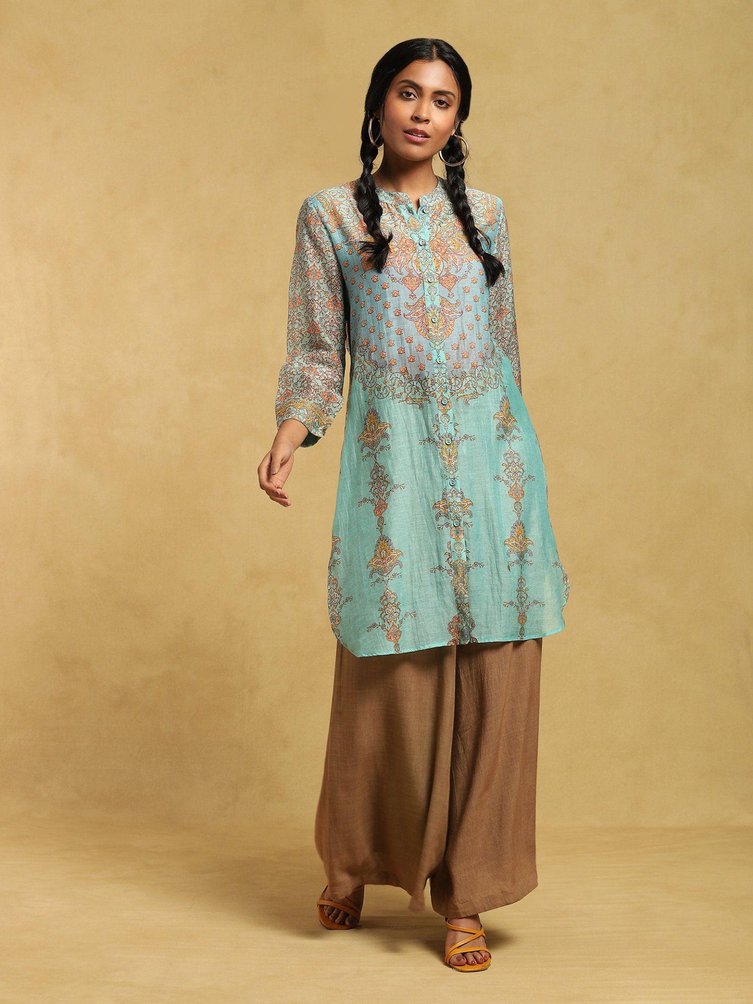 aqua printed long straight shirt