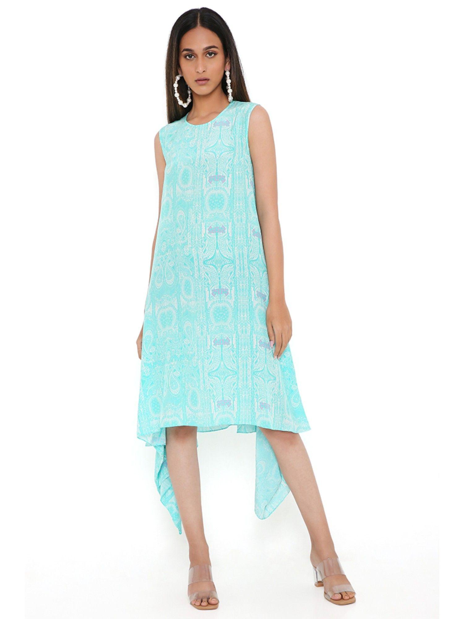 aqua ps print crepe side tail dress