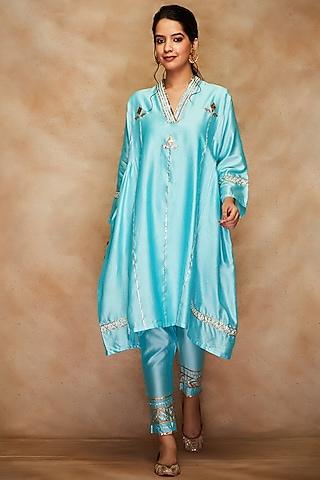 aqua pure chanderi silk kimono tunic