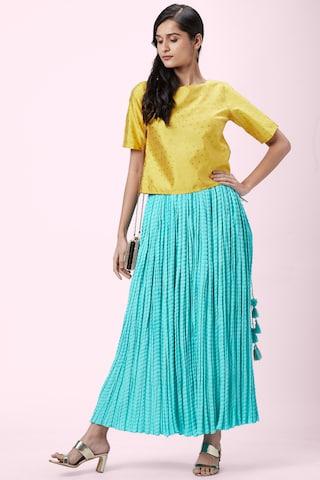 aqua solid full length ethnic women regular fit skirt