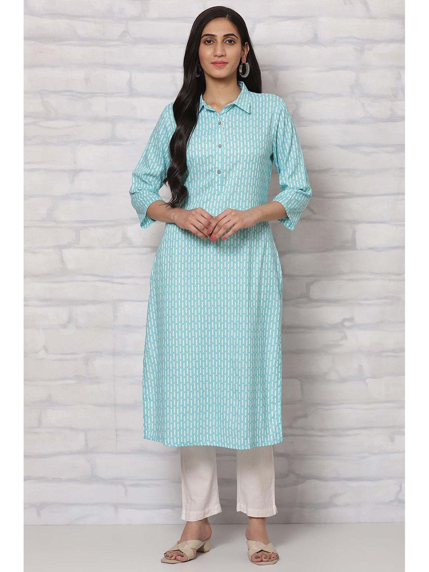 aqua viscose rayon straight kurta