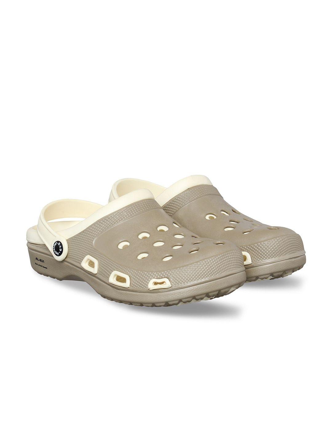 aqualite men beige & cream-coloured clogs sandals