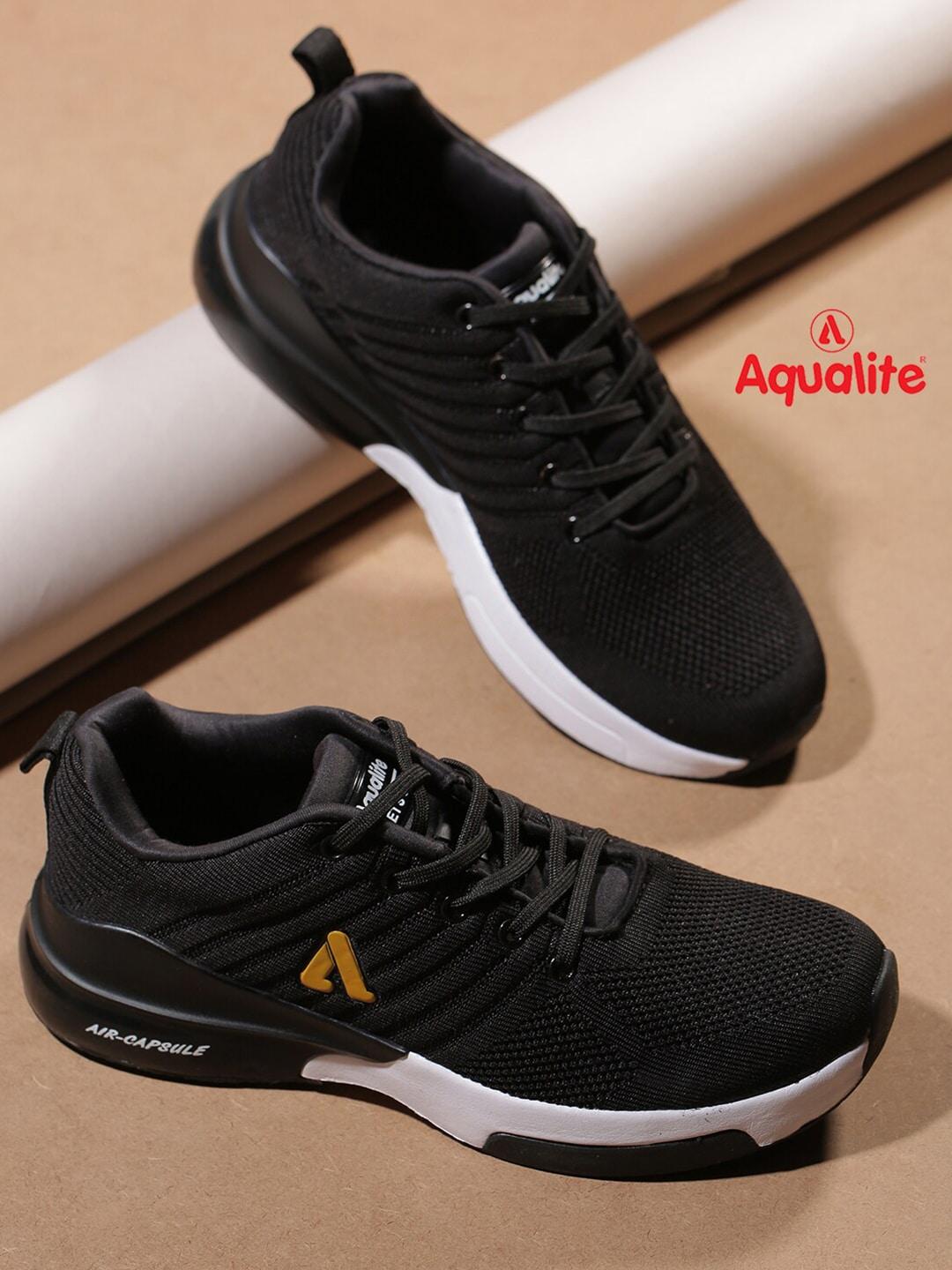aqualite men black mesh walking non-marking shoes