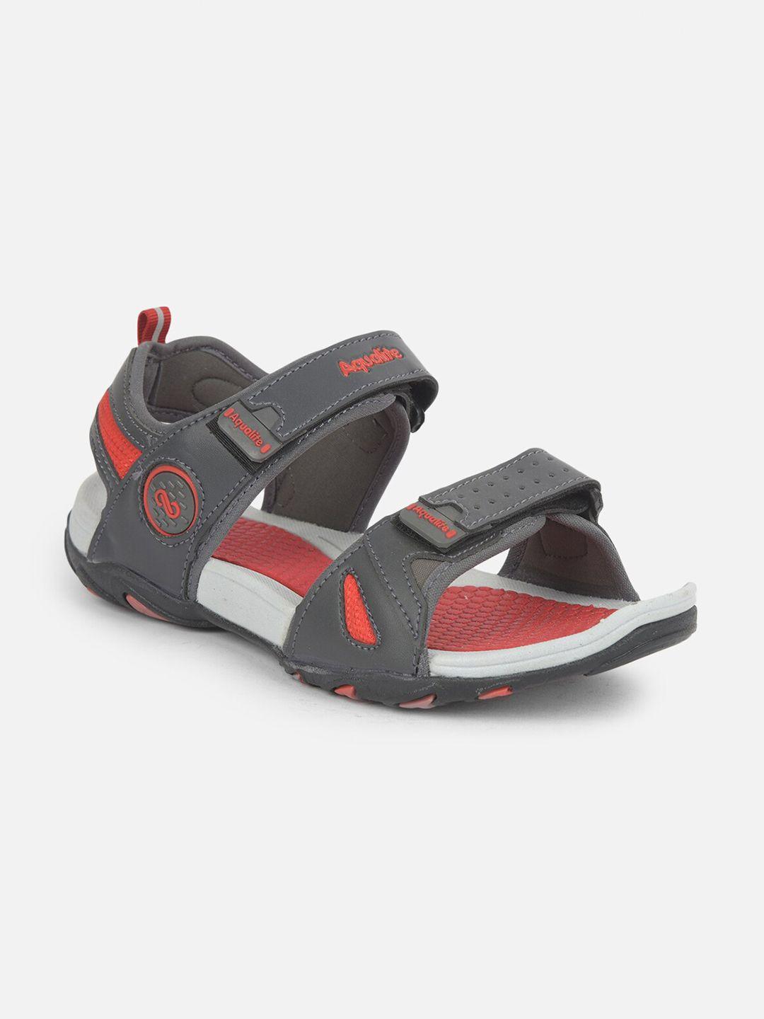aqualite men grey & red comfort sandals