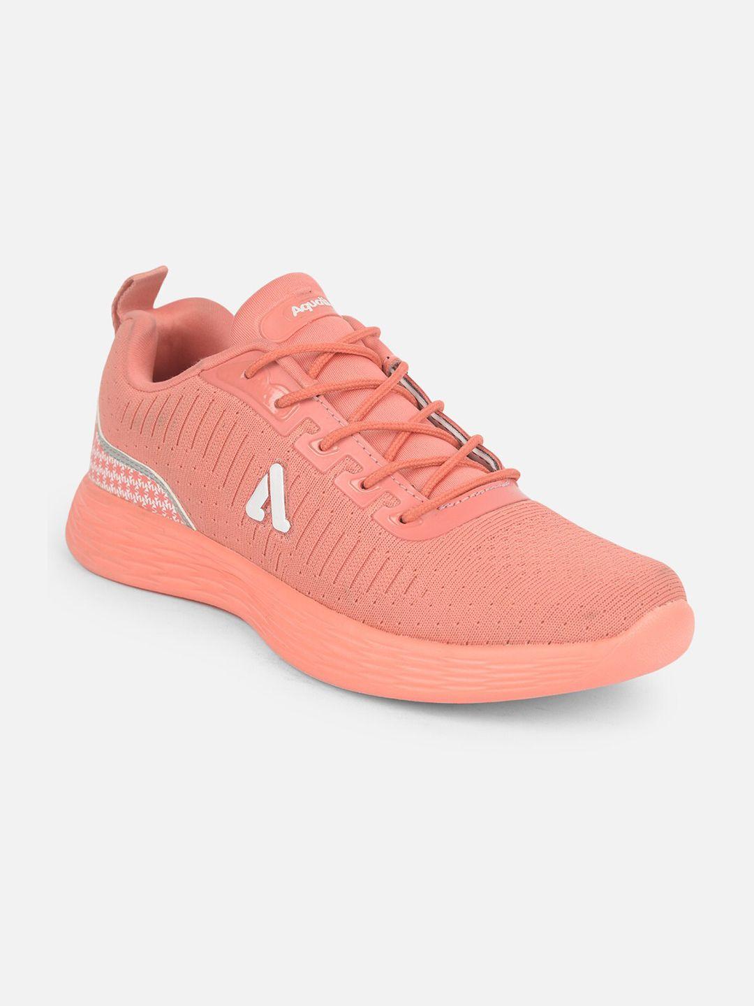 aqualite women peach-coloured mesh running non-marking shoes