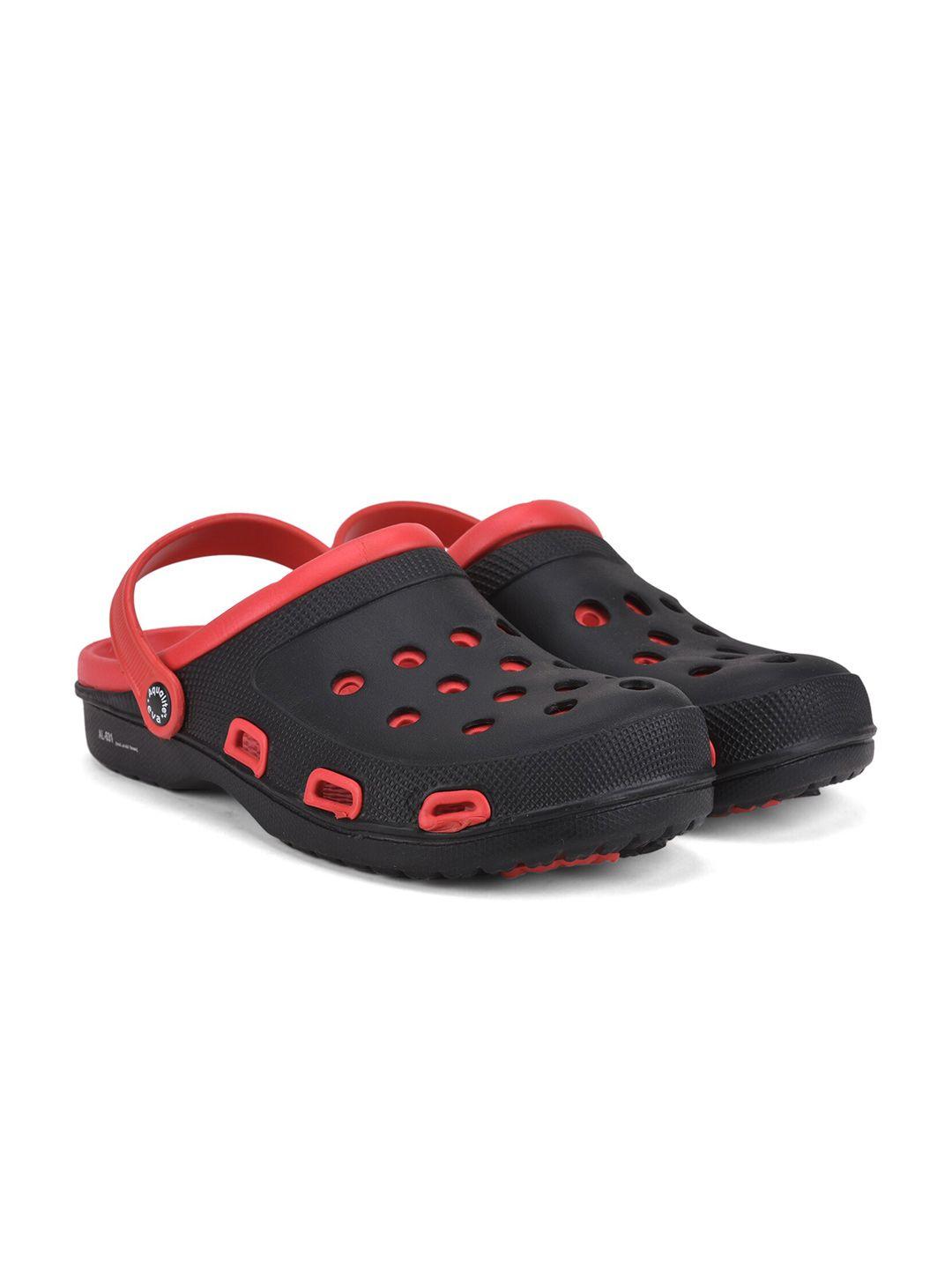 aqualite men black & red clogs sandals