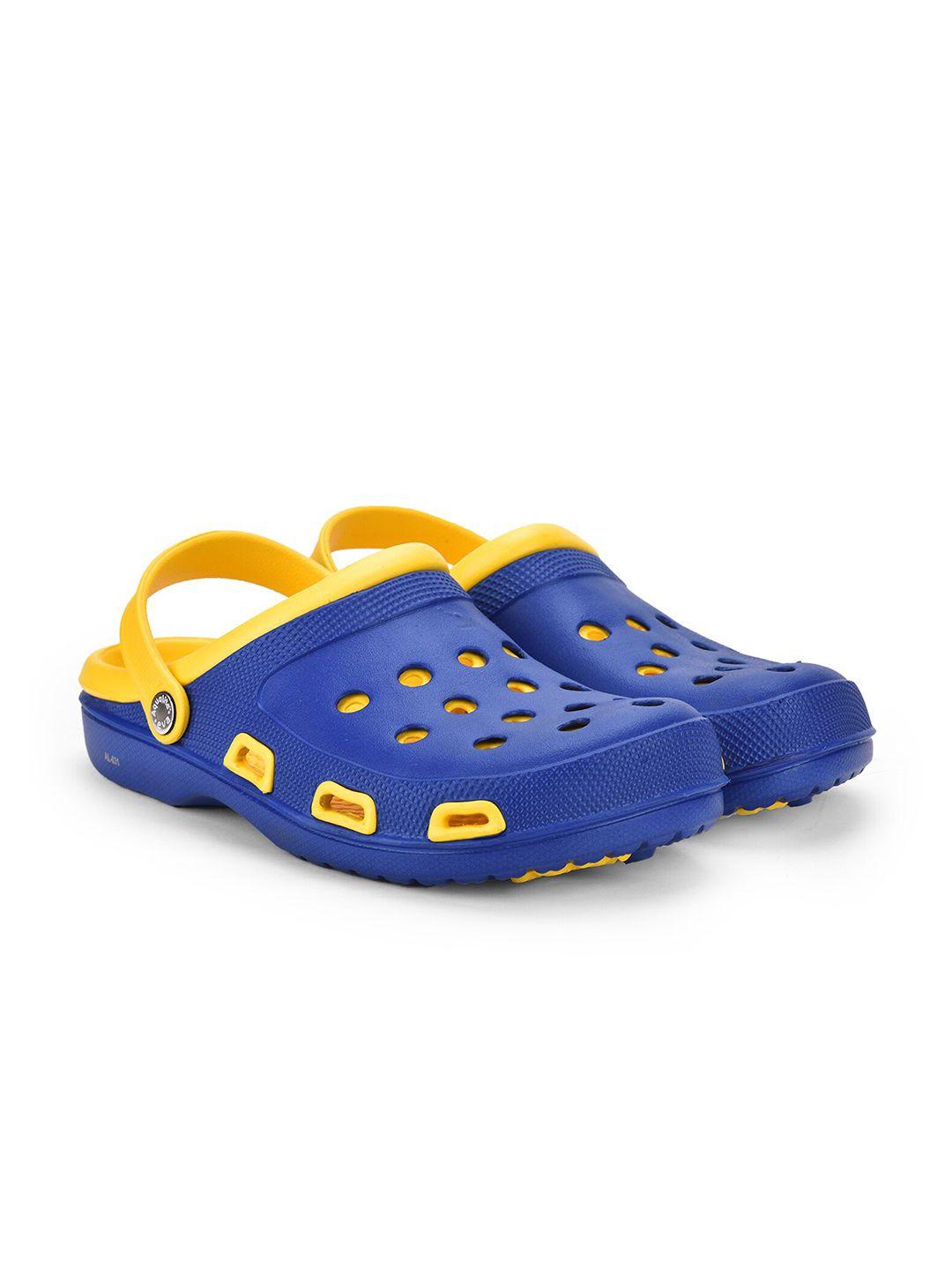 aqualite men blue & yellow clogs sandals