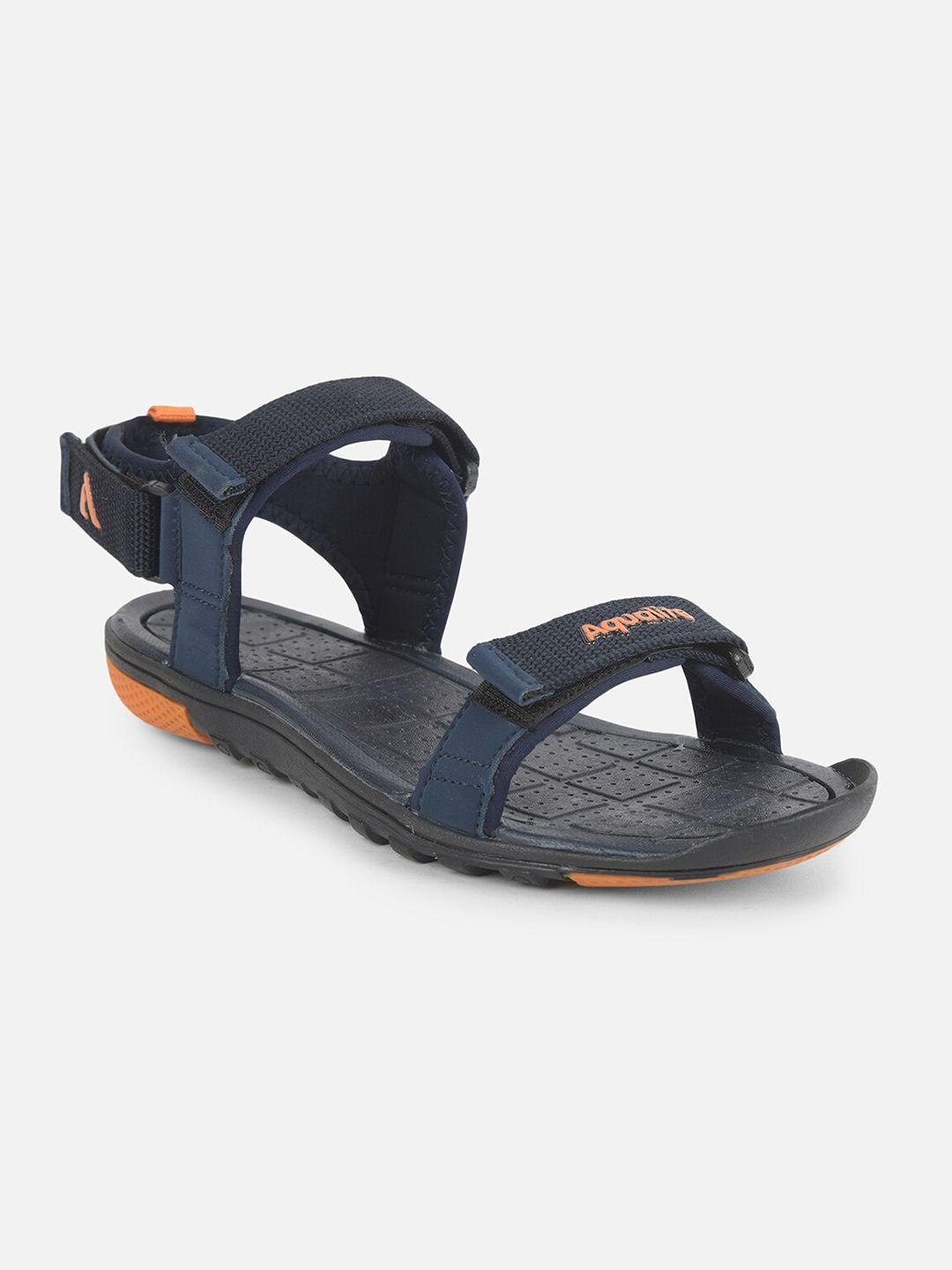 aqualite men navy blue & orange sport sandals