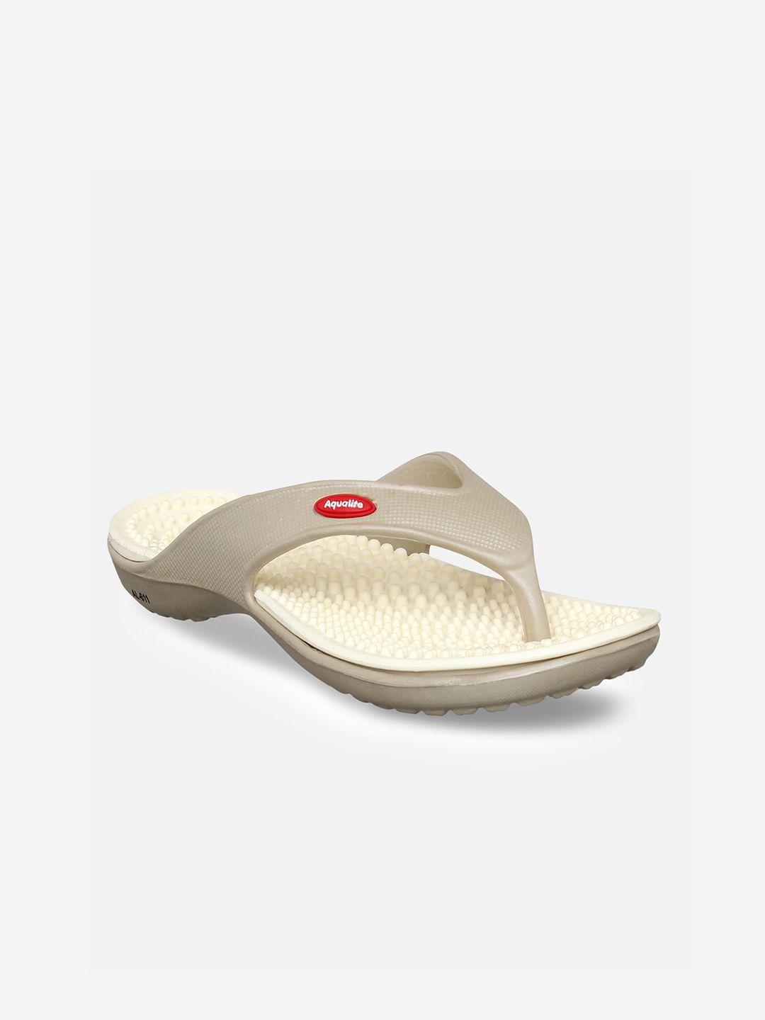 aqualite women beige & grey rubber slip-on