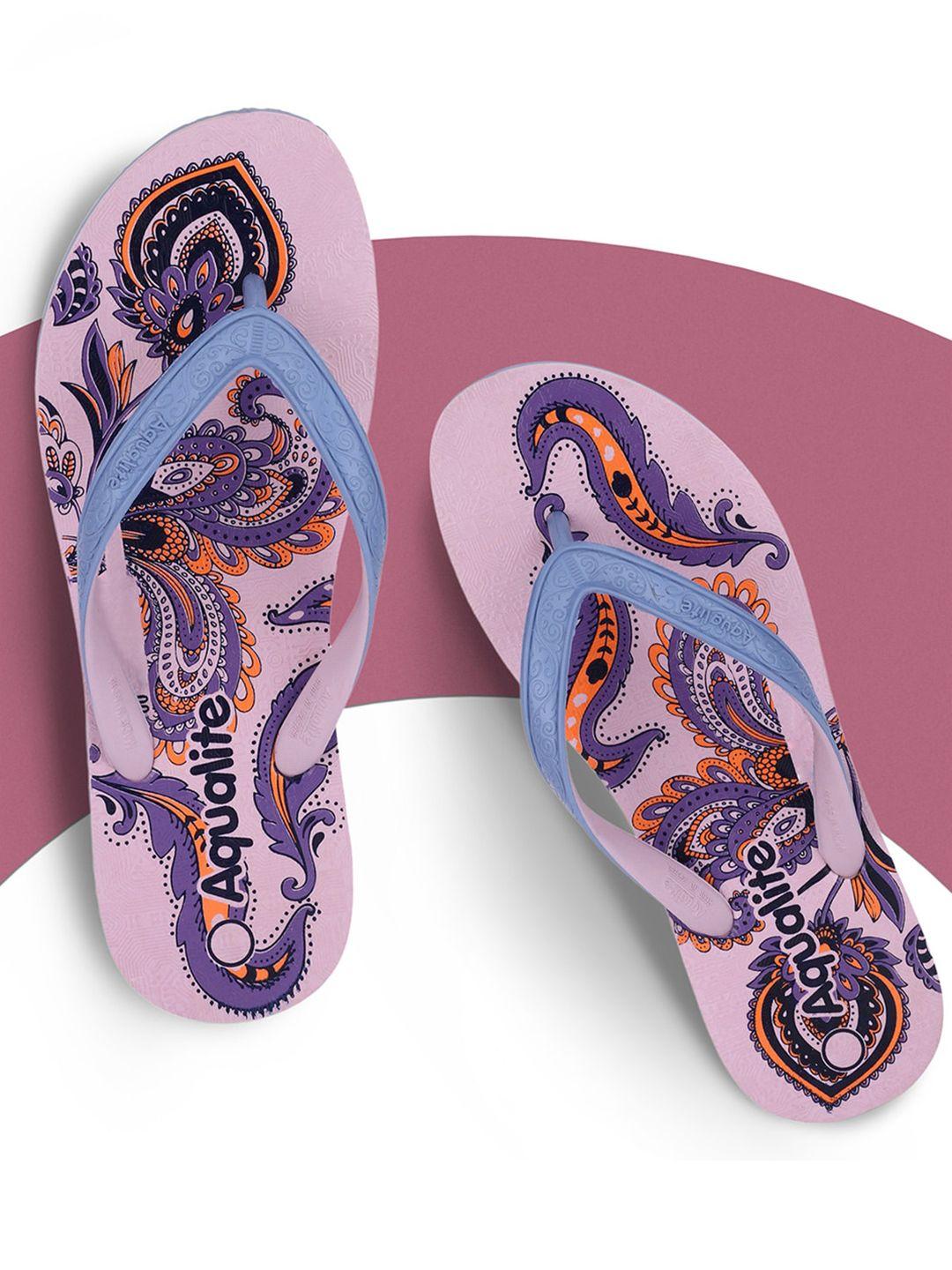 aqualite women printed rubber thong flip-flops