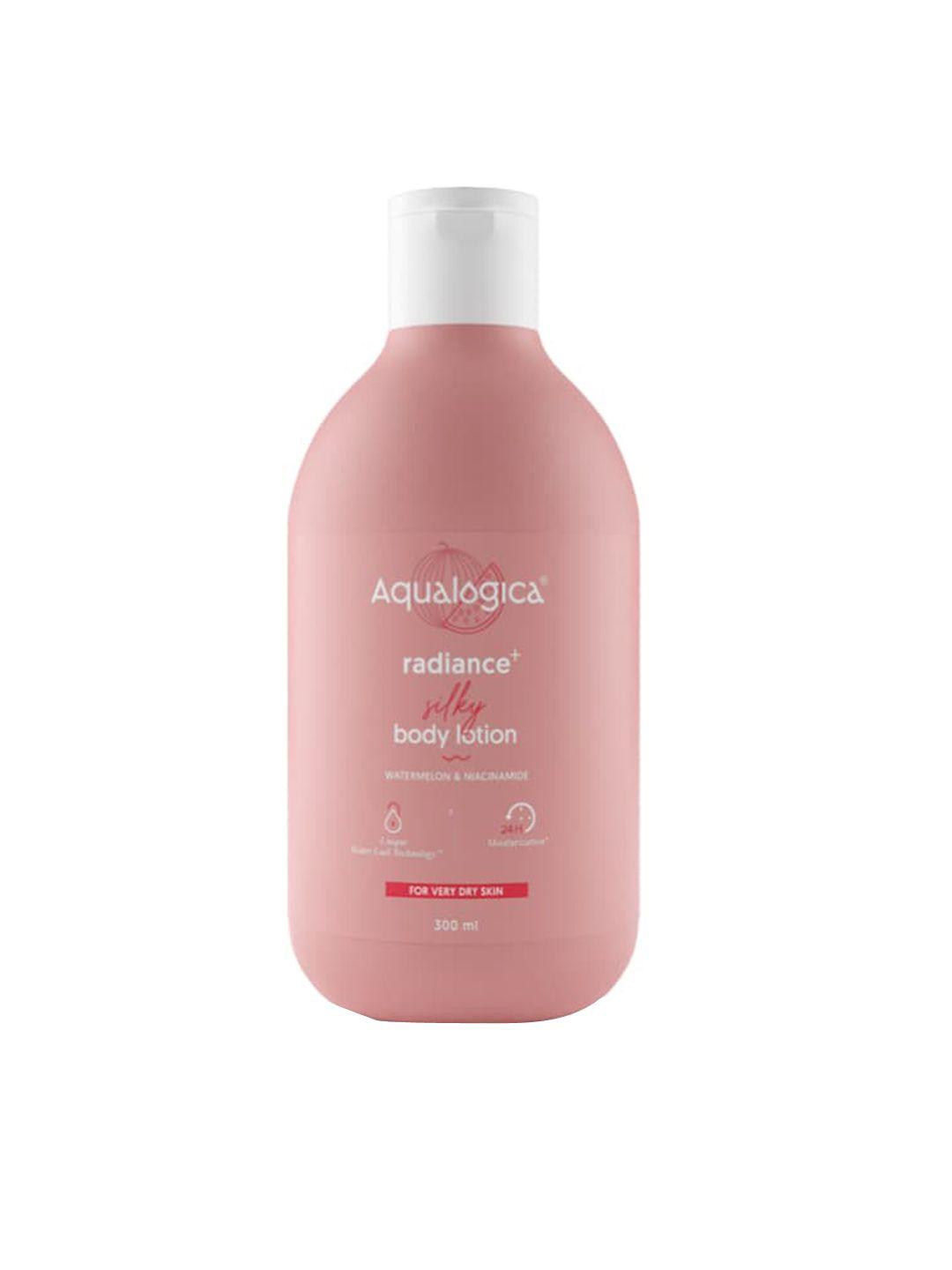 aqualogica radiance plus silky dry skin body lotion with watermelon & niacinamide 300 ml